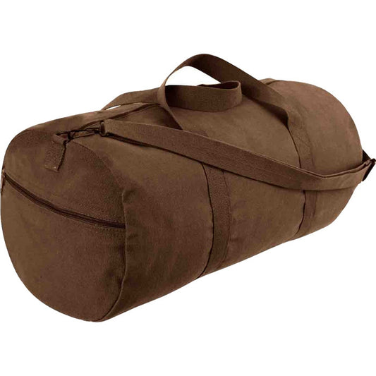 Brown - Heavyweight Cotton Canvas Duffle Bag Sports Gym Shoulder & Carry Bag 24"x12"x12"