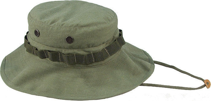 Olive Drab - Vietnam Era Vintage Style Boonie Hat - Wide Brim Bucket Cap