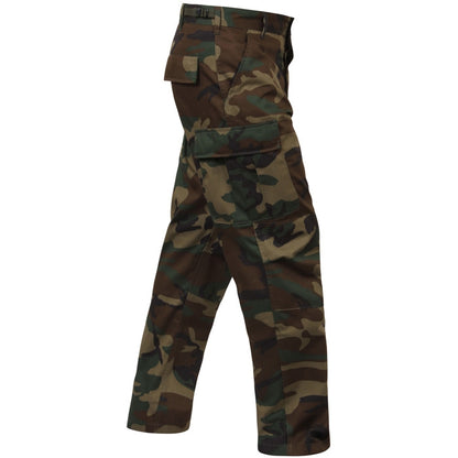 Woodland Camouflage - Tactical BDU Pants Cargo Fatigues - Poly/Cotton Twill - Zipper Fly