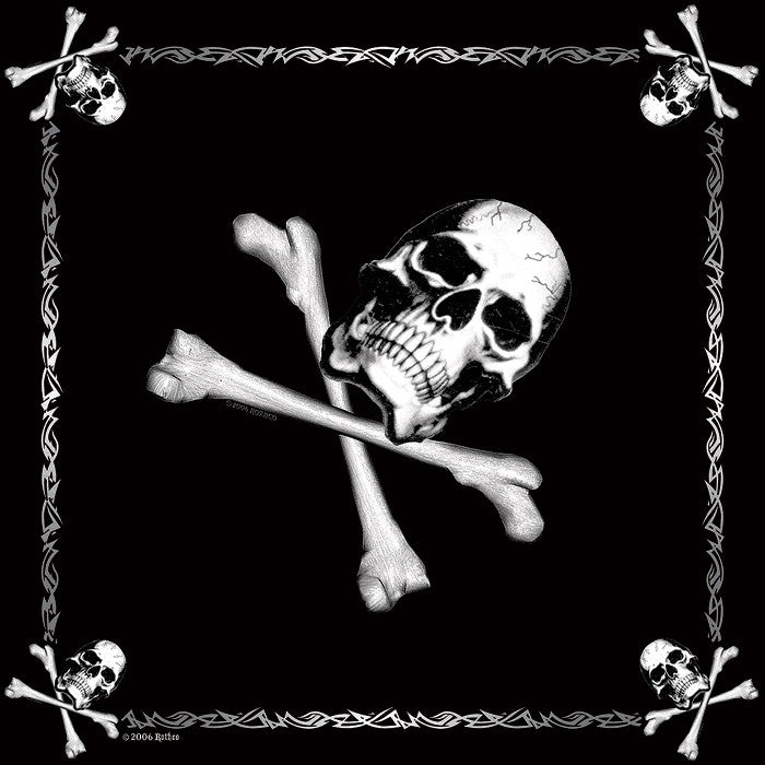 Black - Jolly Roger Emblem Army Bandana, 100% Cotton, 22" x 22"
