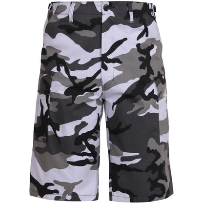 City Camo - Tactical Cargo Extra Long BDU Shorts - Polyester Cotton Twill - Zipper Fly