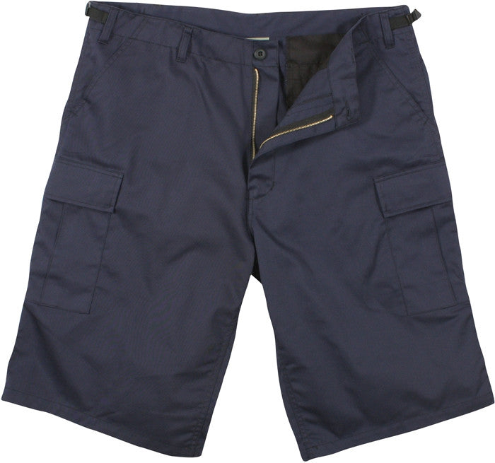 Navy Blue - Tactical Cargo Extra Long BDU Shorts - Polyester Cotton Twill - Zipper Fly