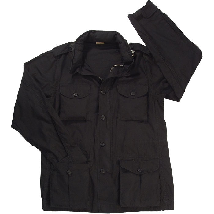 Black - M-65 Field Jacket, Lighweight Washed Cotton Twill - Fatigue Coat