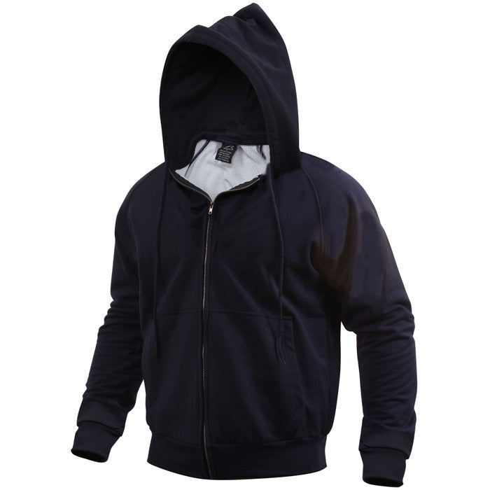 Navy - Thermal-Lined Full Zip Hooded Sweatshirt Heayweight Hoodie